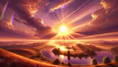 The sun shining on a radiant landscape