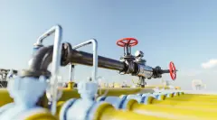 Gas tap with pipeline system at natural gas station.