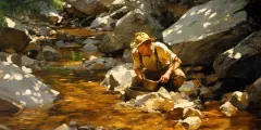 Gold Miner Prospecting in River