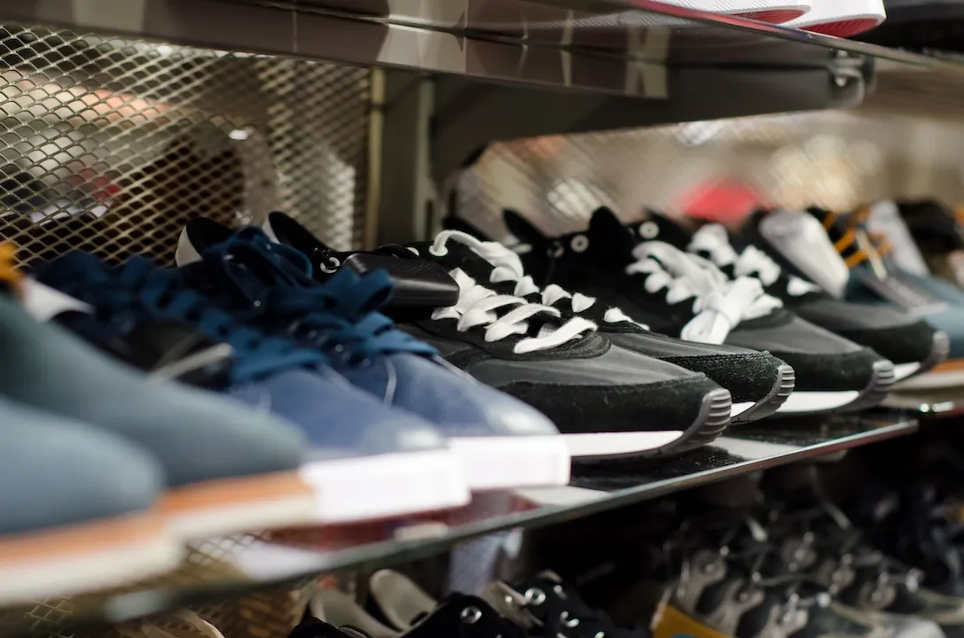 Sneakers for sale in the store.