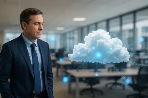 Businessman Cloud Computing Network Technology Digital Data Storage Server