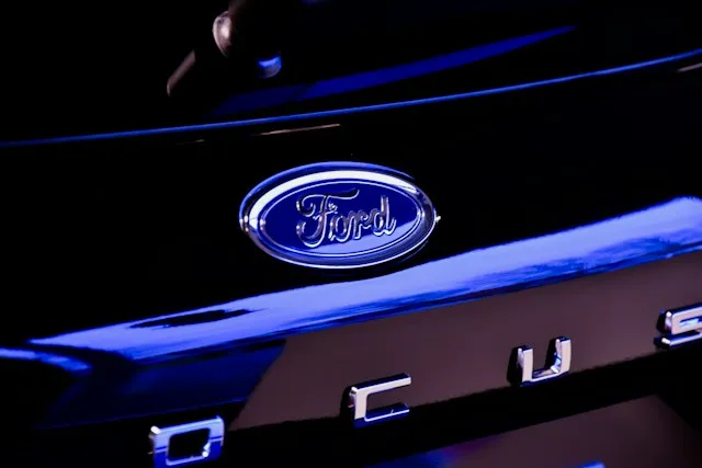 Ford logo on dark blue car