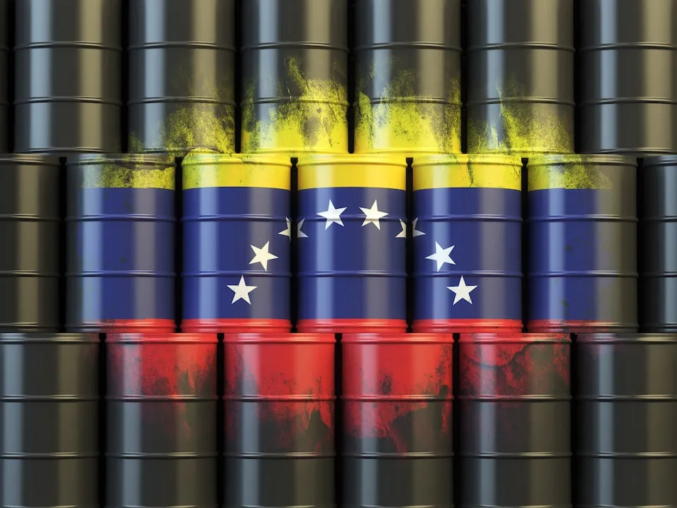Oil fuel of Venezuela energy concept. Venezuelan flag painted on