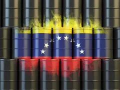 Oil fuel of Venezuela energy concept. Venezuelan flag painted on