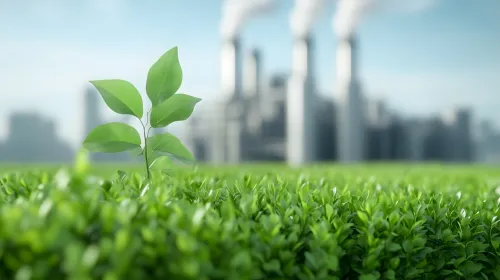 Carbon capture technology in corporate environmental sustainability efforts, showcasing innovative solutions to reduce emissions.