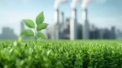 Carbon capture technology in corporate environmental sustainability efforts, showcasing innovative solutions to reduce emissions.